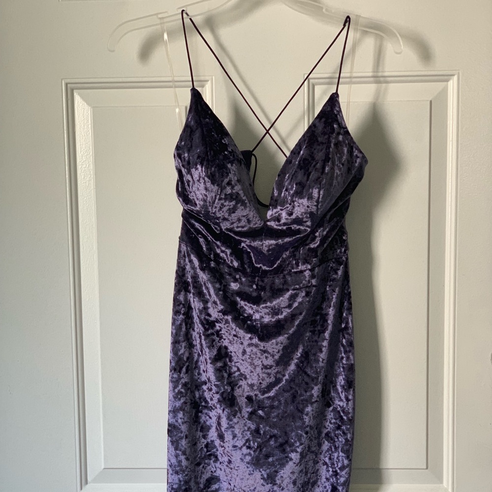 Pewter velvet cocktail dress